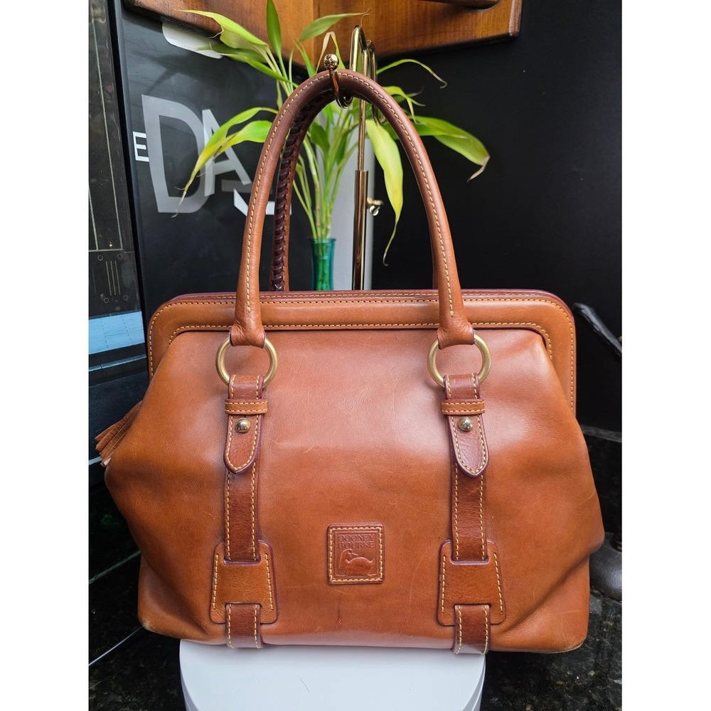 Dooney & Bourke Mitchell Satchel Tan Florentine Leather Doctor Bag Large - Picture 2 of 16